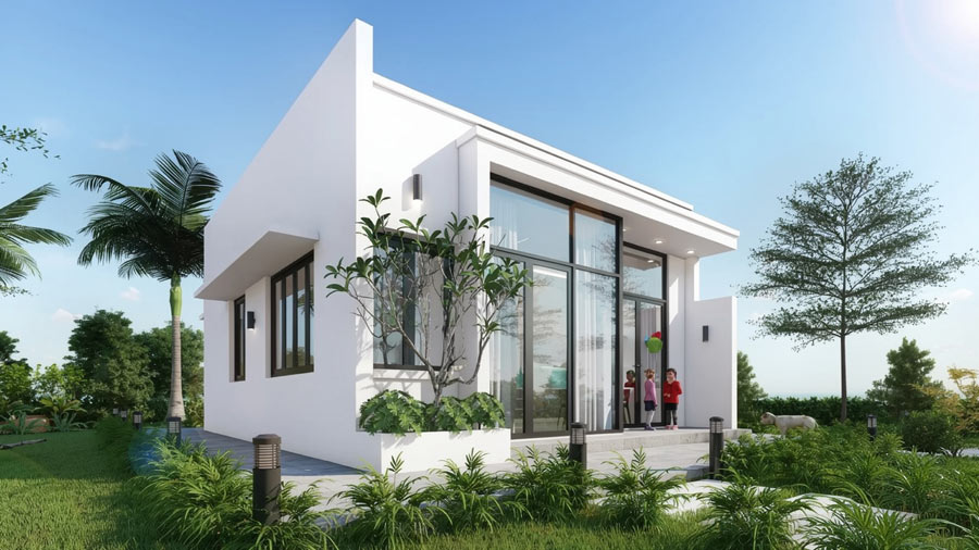 Mẫu nhà vuông 1 tầng 40m2