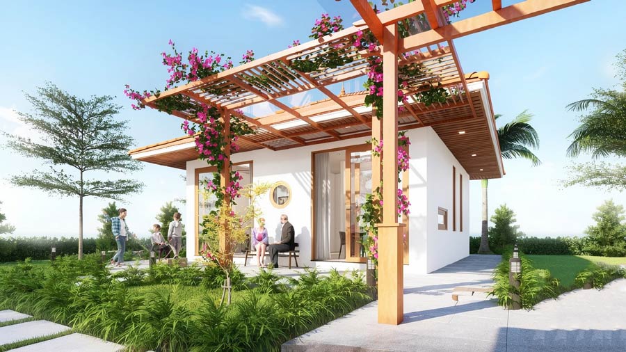 Mẫu nhà vuông 1 tầng 40m2