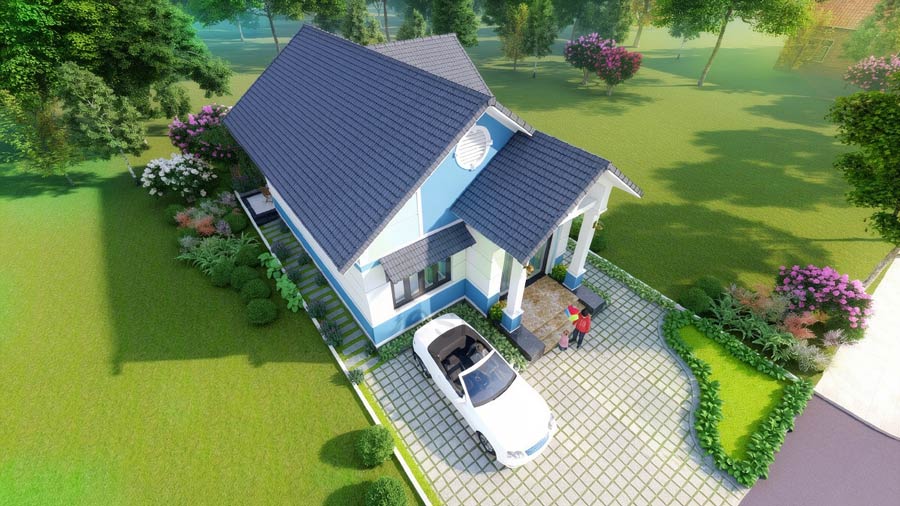 Mẫu nhà vuông 1 tầng 80m2