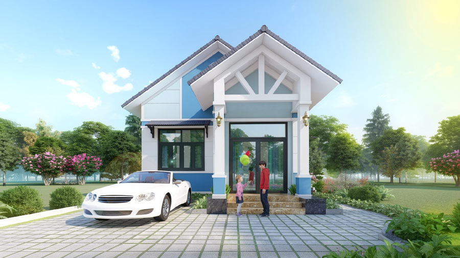 Mẫu nhà vuông 1 tầng 80m2