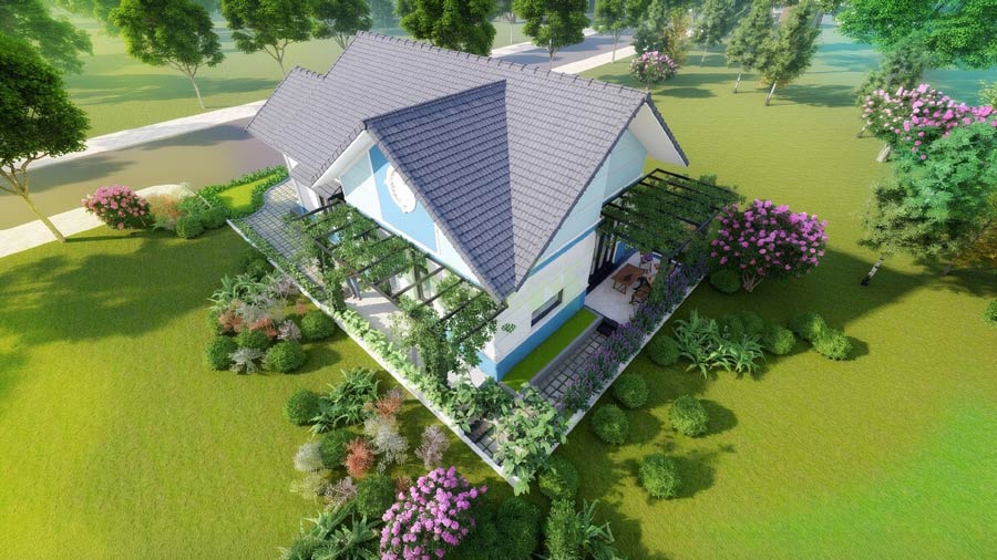 Mẫu nhà vuông 1 tầng 80m2