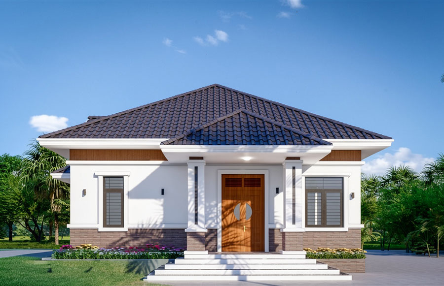Thiết kế nhà vuông 90m2 1 tầng