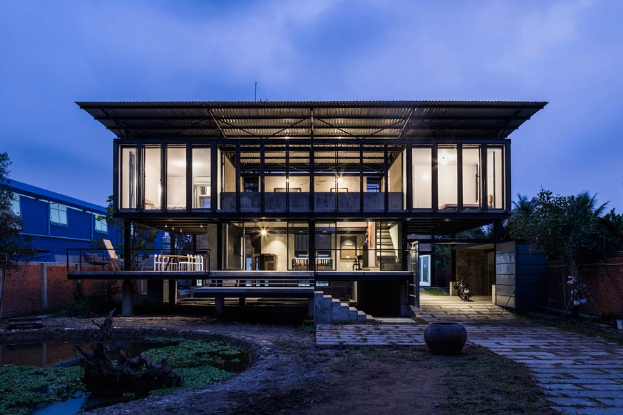 Mẫu nhà khung thép 2 tầng 80m2