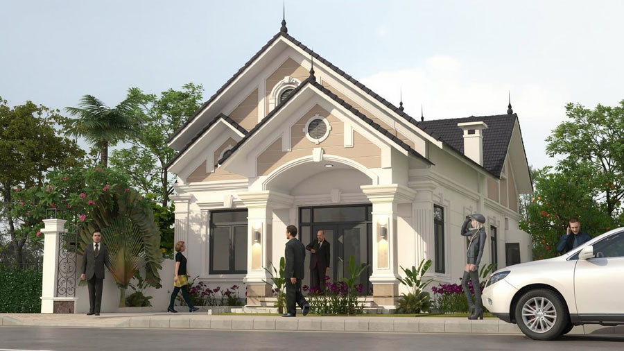 Nhà mái Thái 1 tầng 1 tum