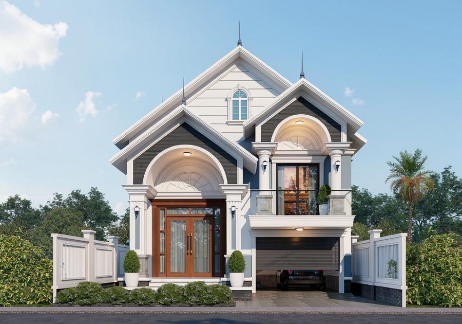 Thiết kế nhà 1 tầng mái Thái có gác lửng