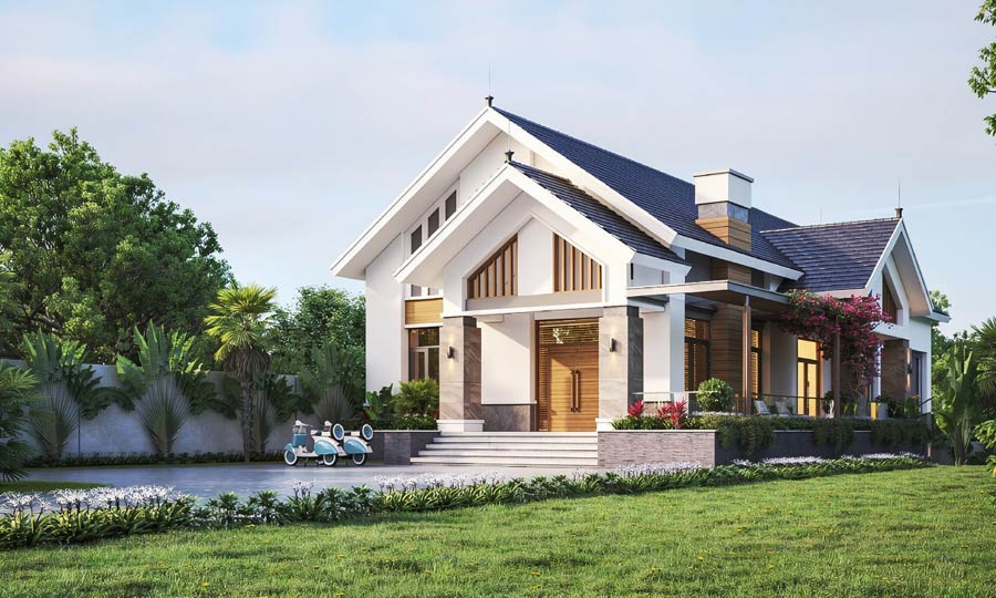Nhà mái thái 1 tầng hiện đại