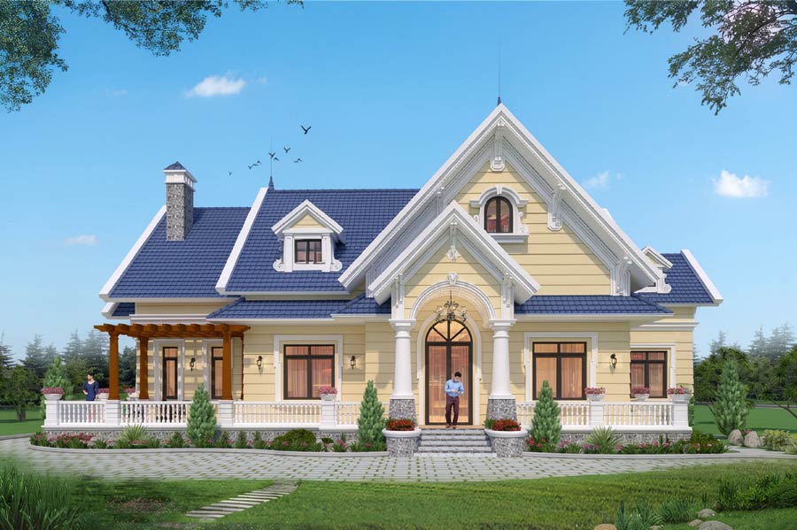 Mẫu nhà mái Thái 1 tầng châu Âu