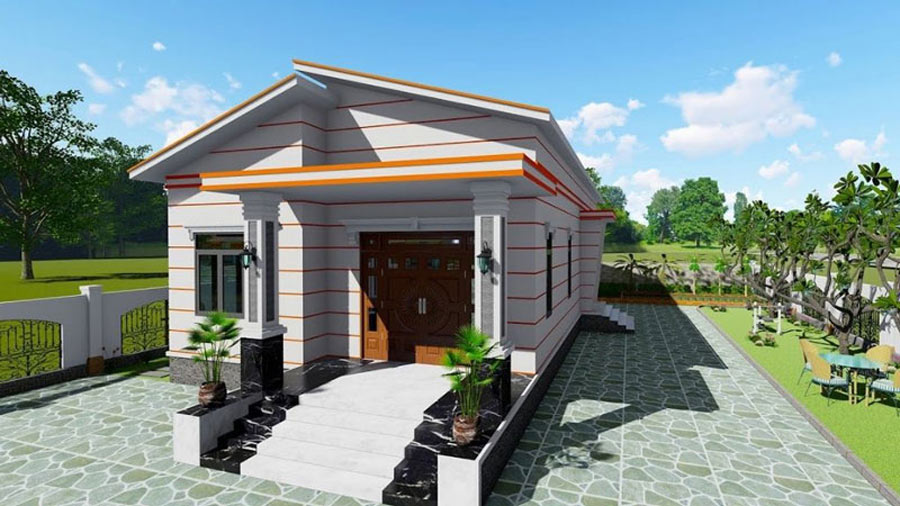 Nhà mái lệch 1 tầng diện tích nhỏ