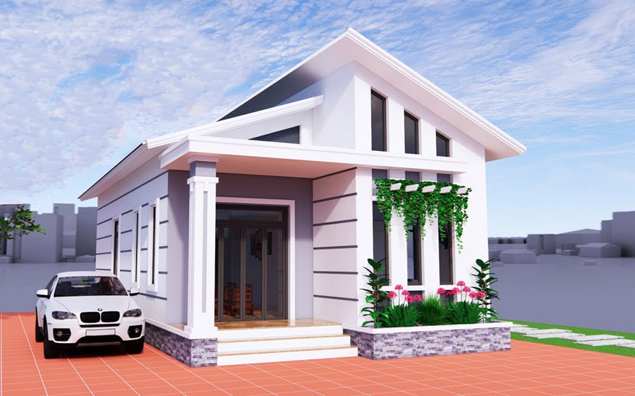 Nhà mái lệch 1 tầng diện tích nhỏ
