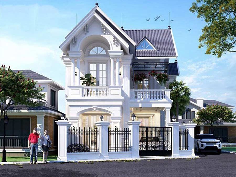 Nhà mái Thái 2 tầng chữ L ban công rộng rãi