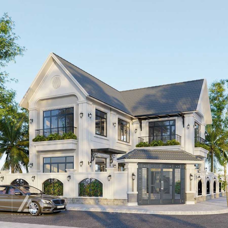 Mẫu nhà mái Thái 2 tầng chữ L Indochine