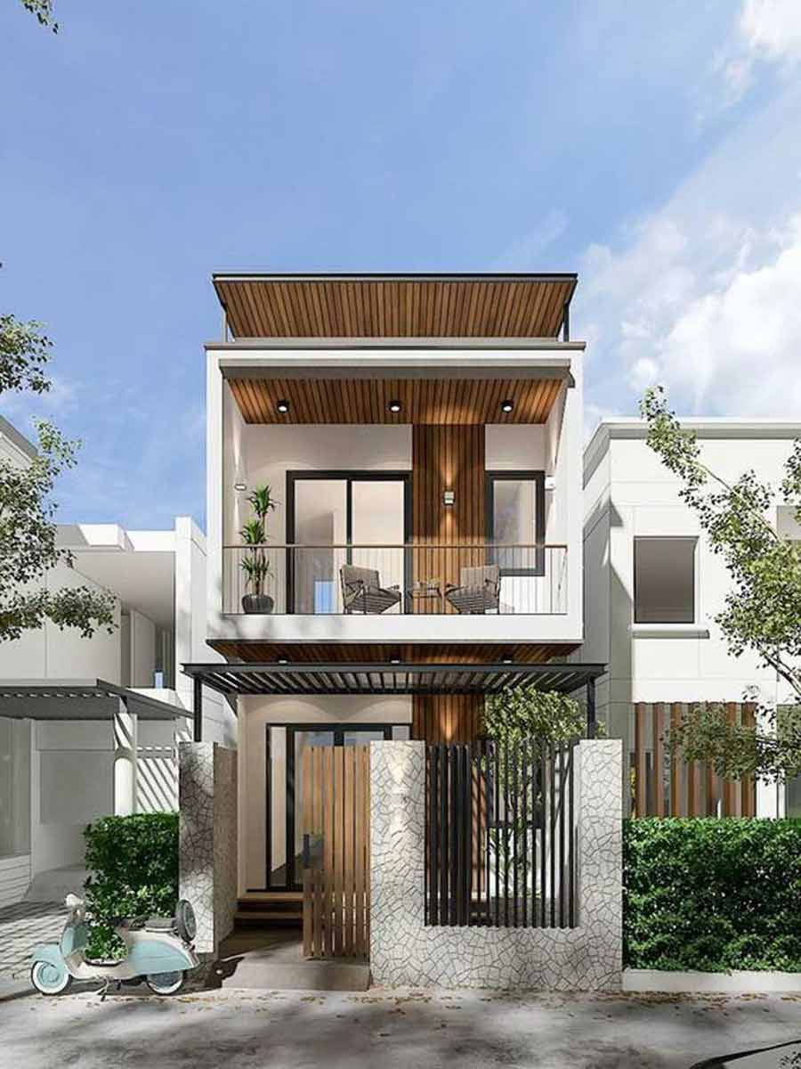 Mẫu nhà mặt tiền 6m 2 tầng 4 phòng ngủ