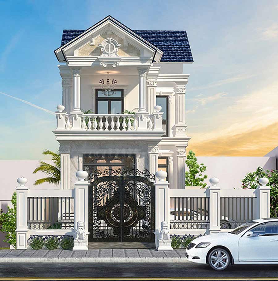 Mẫu nhà mặt tiền 6m 2 tầng tân cổ điển
