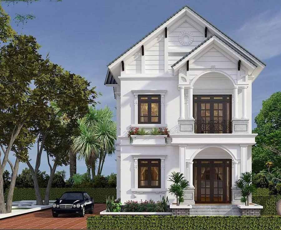 Mẫu nhà mặt tiền 6m 2 tầng tân cổ điển