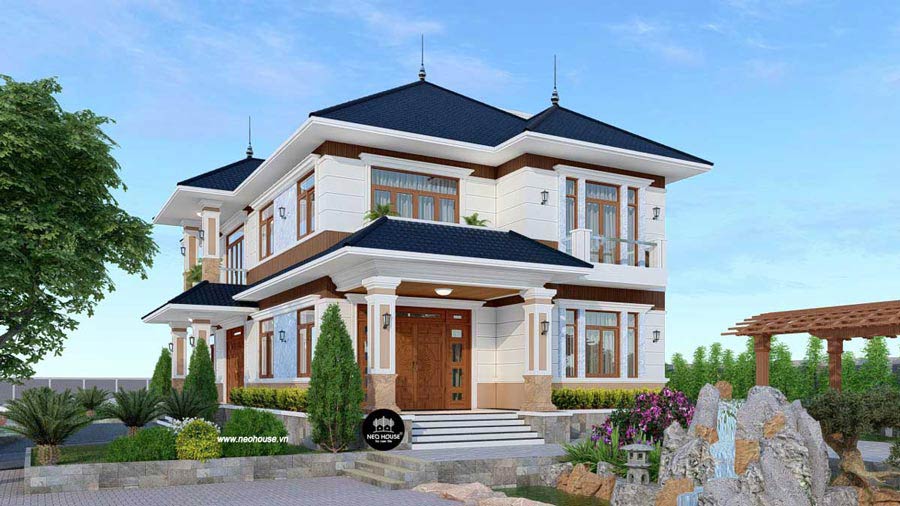Thiết kế nhà phố mặt tiền 10m 2 tầng