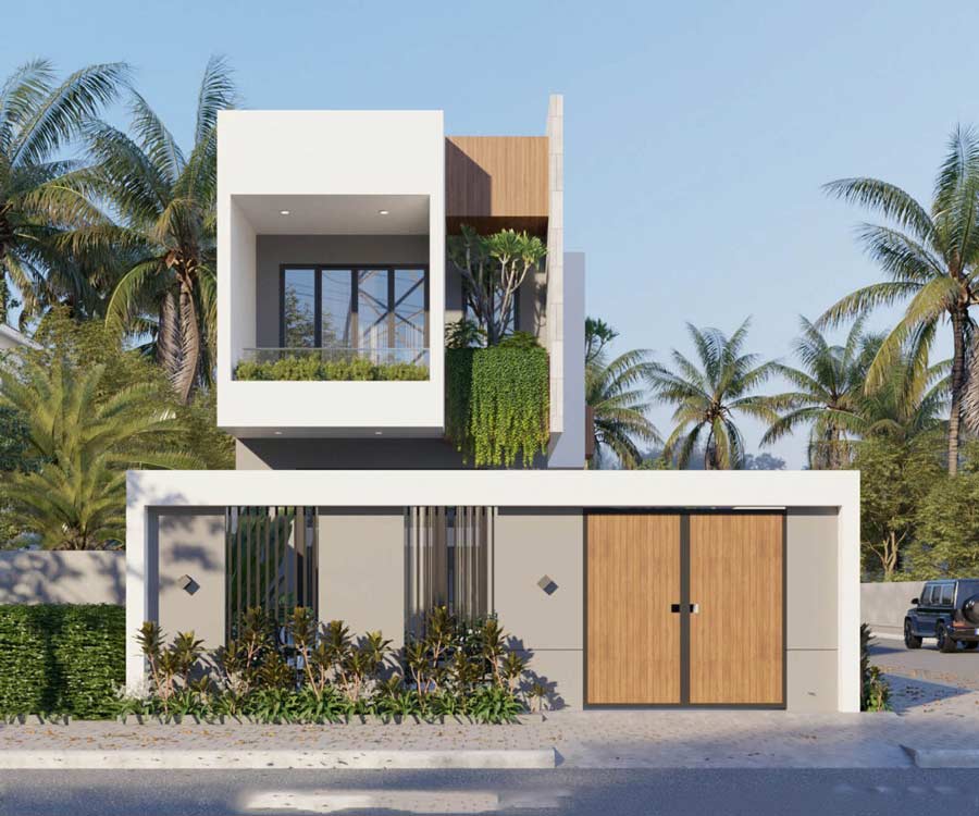 Thiết kế nhà phố mặt tiền 6m 2 tầng