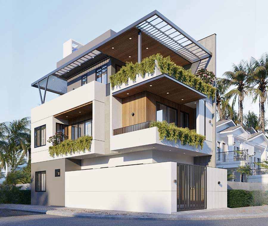 Thiết kế nhà phố mặt tiền 6m 2 tầng