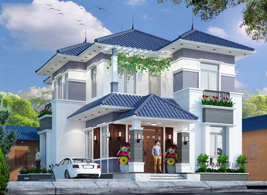 Thiết kế nhà phố mặt tiền 7m 2 tầng