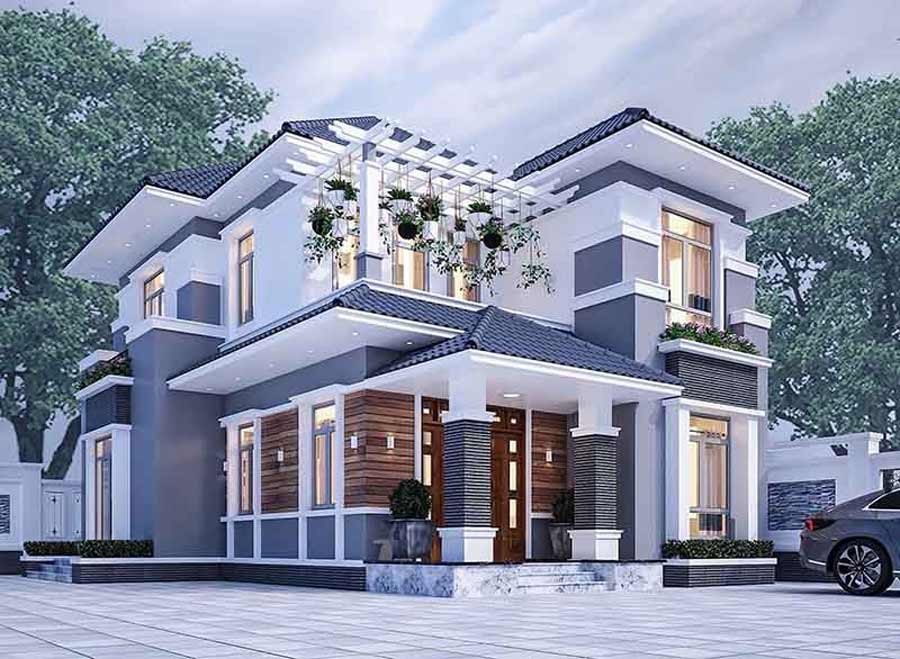 Thiết kế nhà phố mặt tiền 7m 2 tầng
