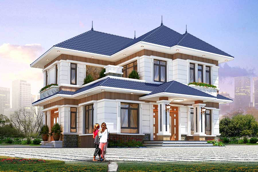 Thiết kế nhà phố mặt tiền 8m 2 tầng