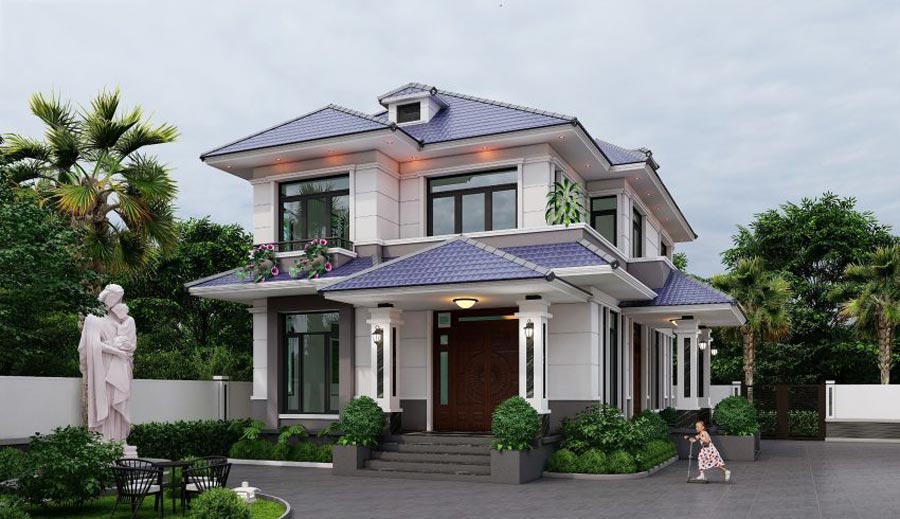 Thiết kế nhà phố mặt tiền 8m 2 tầng