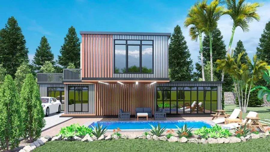 Mẫu thiết kế nhà tiền chế 2 tầng 700 triệu