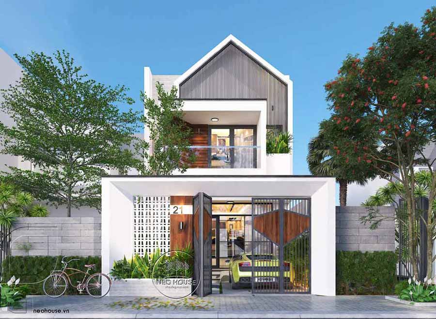 Thiết kế nhà 2 tầng 3 phòng ngủ có gara