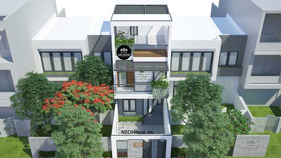 Mẫu thiết kế nhà 2 tầng 3 phòng ngủ có sân thượng