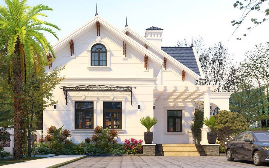 Mẫu nhà 1 tầng 2 phòng ngủ có sân vườn