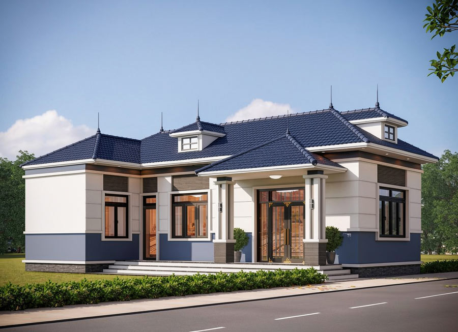 Mẫu nhà 1 tầng 2 phòng ngủ có sân vườn