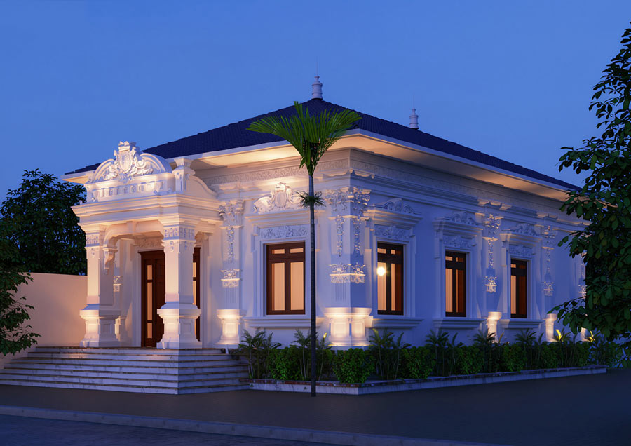 Mẫu thiết kế nhà 1 tầng châu Âu