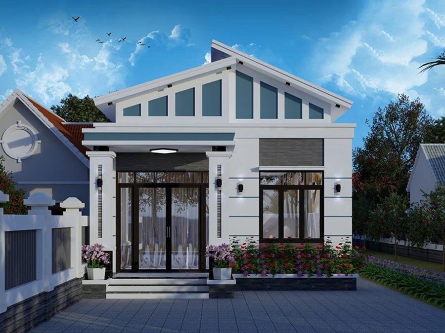 Mẫu nhà mái lệch 1 tầng