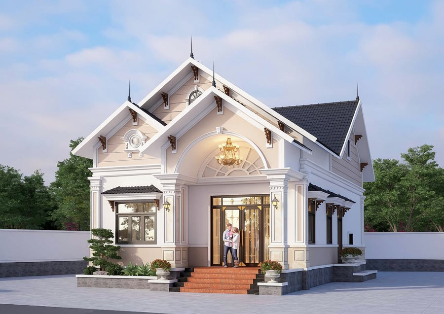 Mẫu nhà mái thái 1 tầng