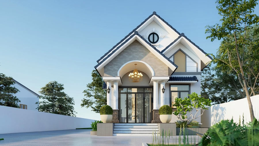 Mẫu nhà mái thái 1 tầng