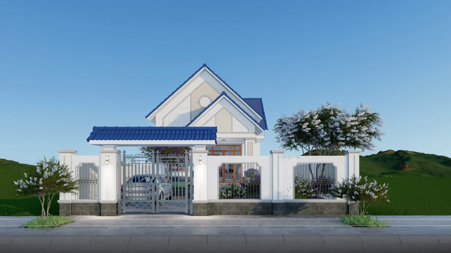 Mẫu nhà mái thái 1 tầng