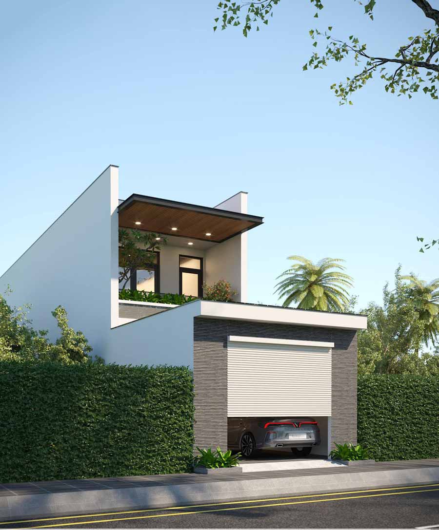 Thiết kế nhà 2 tầng 60m2 gara tiện nghi