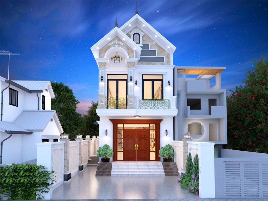 Thiết kế nhà 2 tầng 60m2 có gác lửng