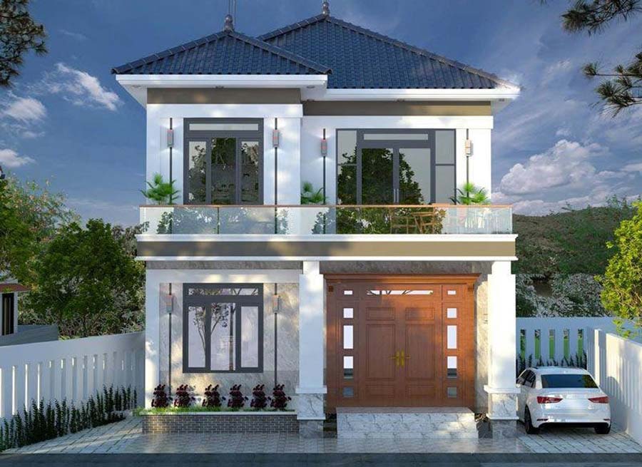 Thiết kế nhà 2 tầng 60m2 mái Nhật