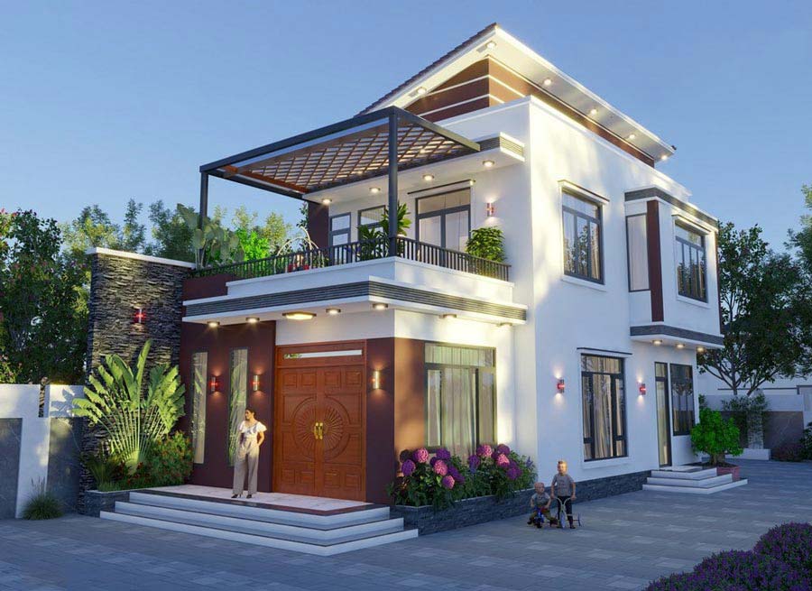 Thiết kế nhà vườn 2 tầng 60m2