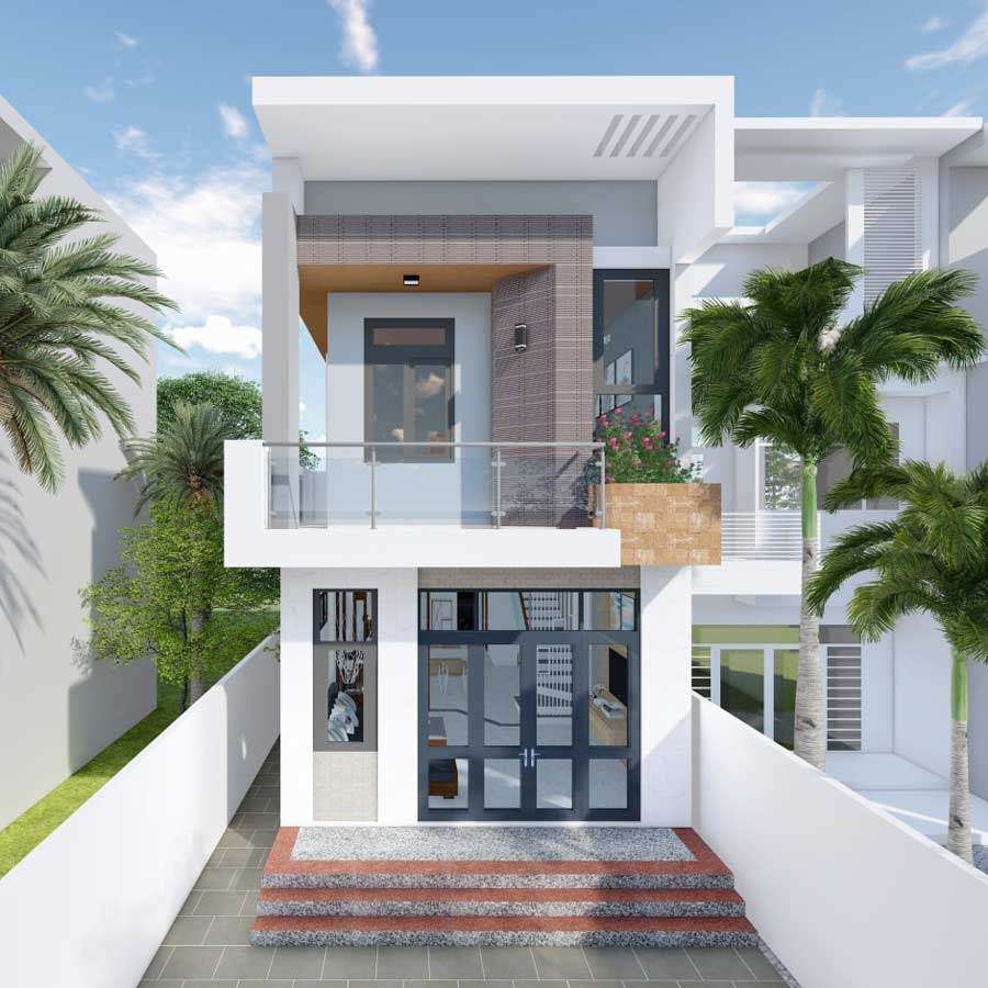 Mẫu nhà 2 tầng ở nông thôn đơn giản