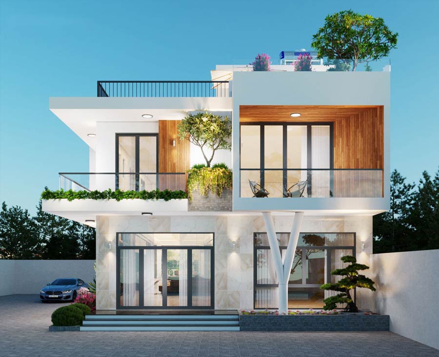 Xây nhà 2 tầng 600 triệu ở nông thôn 3 phòng ngủ