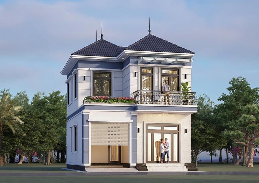 Xây nhà 2 tầng 600 triệu ở nông thôn mái nhật