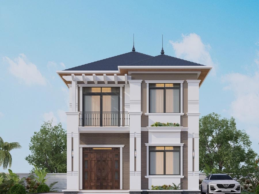 Xây nhà 2 tầng 600 triệu ở nông thôn mái nhật