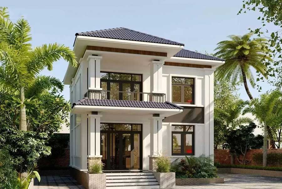 Thiết kế nhà vườn 2 tầng 600 triệu ở nông thôn 