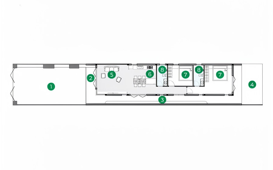 Bản vẽ mặt bằng nhà 1 tầng 2 phòng ngủ 100m2 có sân vườn