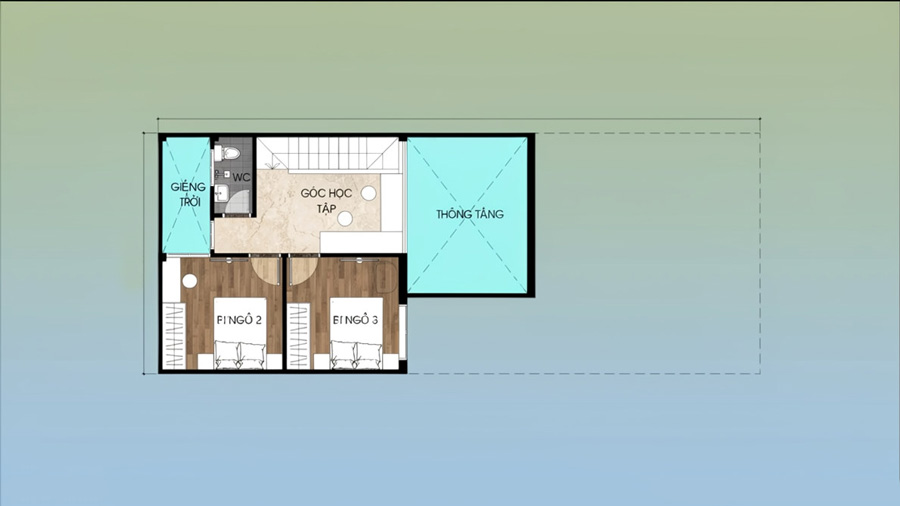 Bản vẽ mặt bằng nhà 1 tầng chữ L 100m2 có gác lửng