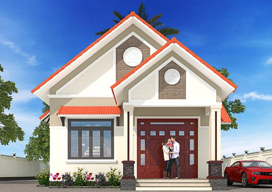 Bản vẽ thiết kế nhà 1 tầng 8x15m 3 phòng ngủ