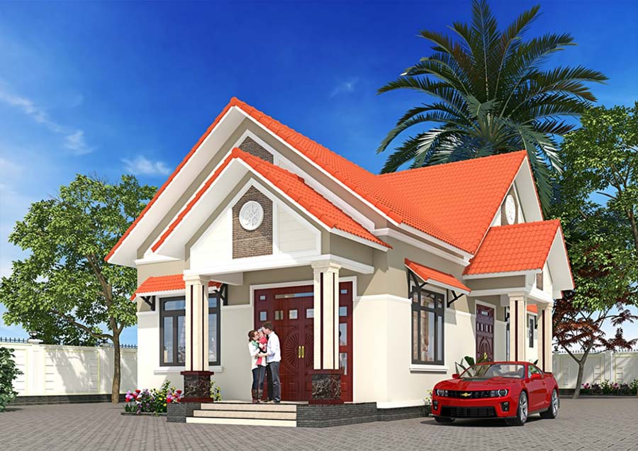 Bản vẽ thiết kế nhà 1 tầng 8x15m 3 phòng ngủ
