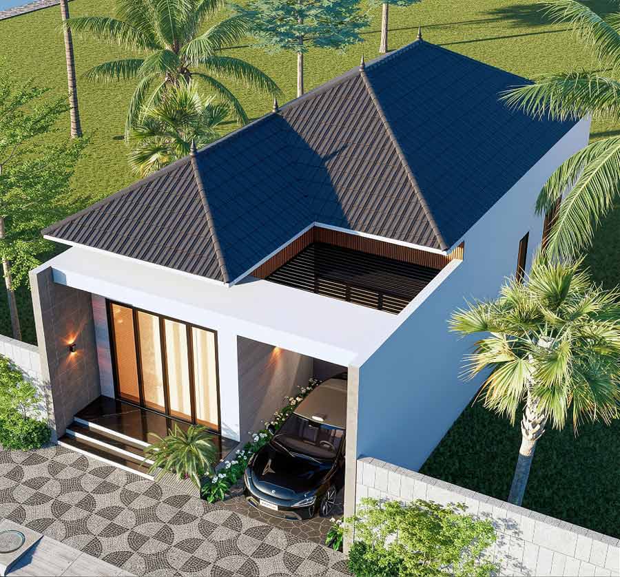 Bản vẽ thiết kế nhà 1 tầng 8x15m chữ L