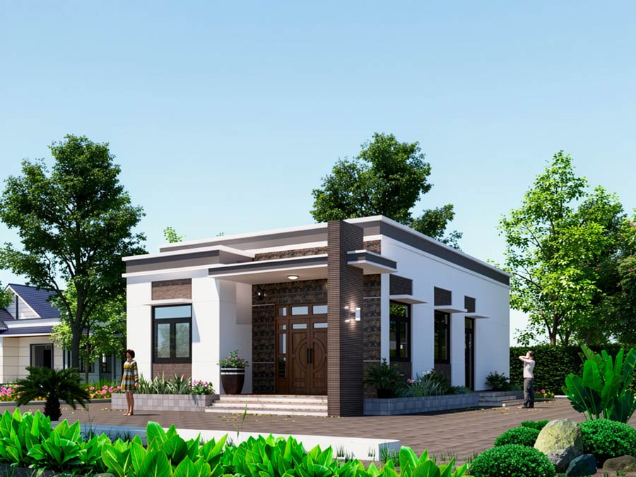 Bản vẽ thiết kế nhà 1 tầng 8x15m hiện đại